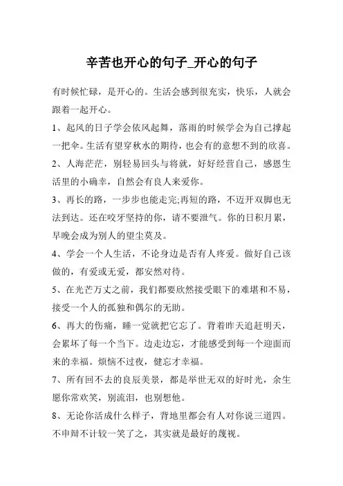 辛苦也开心的句子_开心的句子