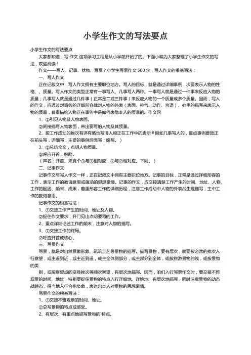 小学生作文的写法要点