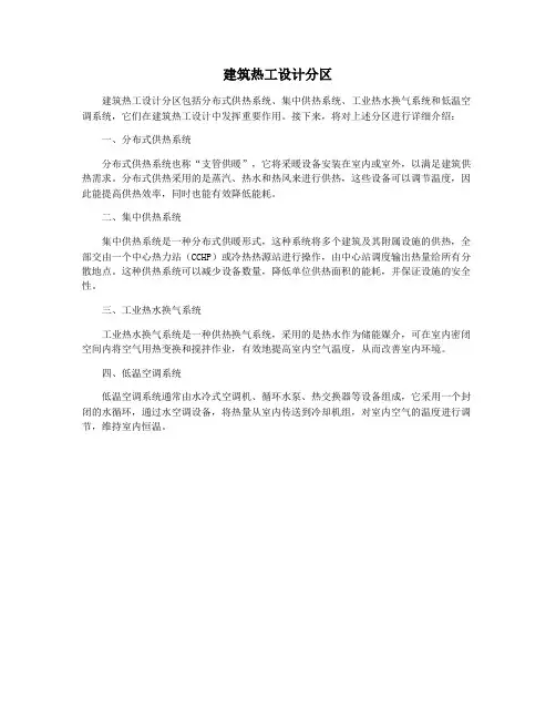 建筑热工设计分区