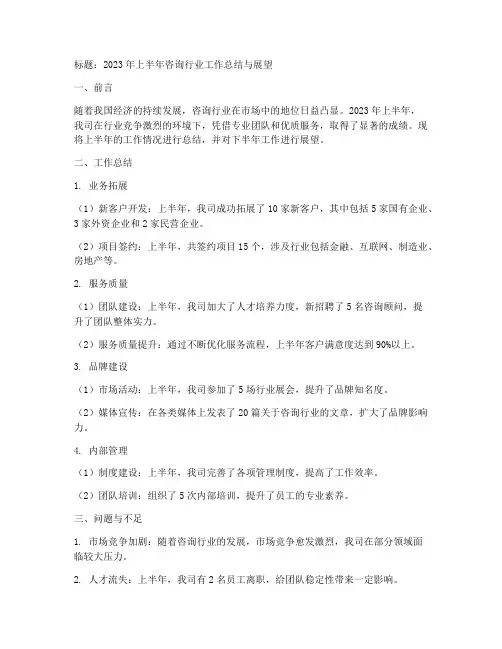 咨询行业年中总结范文