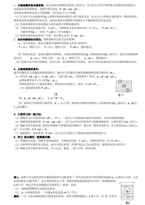 浮力解题思路 典型例题(含答案)