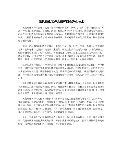 无机磷化工产品循环回收净化技术