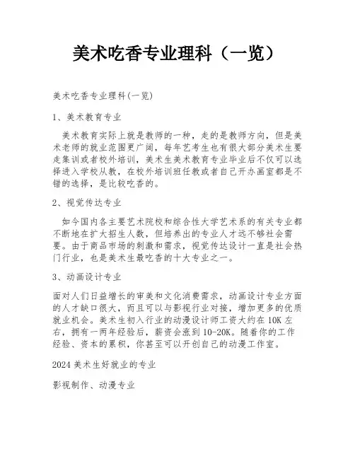 美术吃香专业理科(一览)