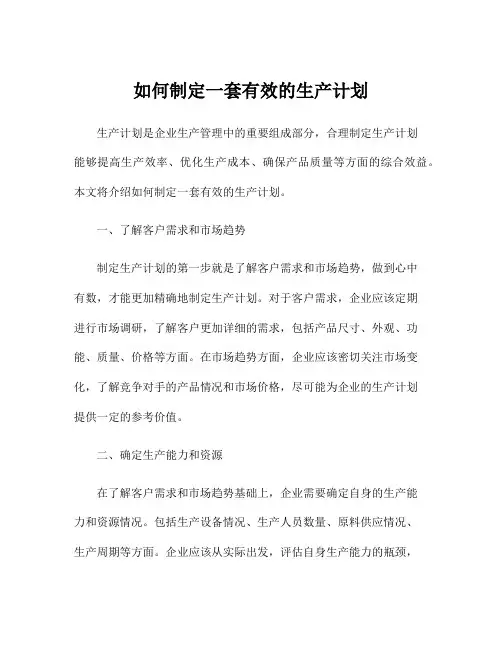 如何制定一套有效的生产计划