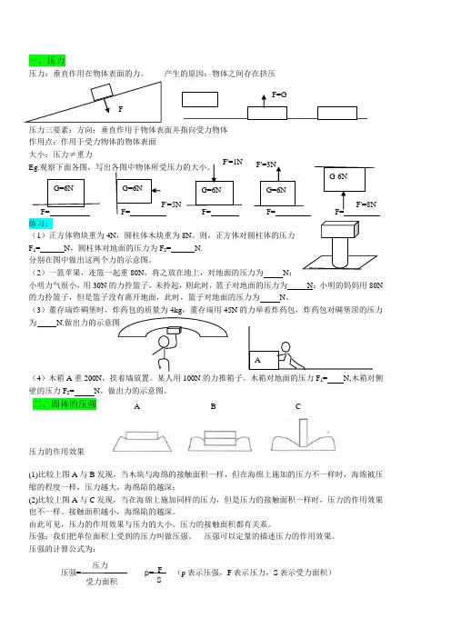初中物理 压力压强