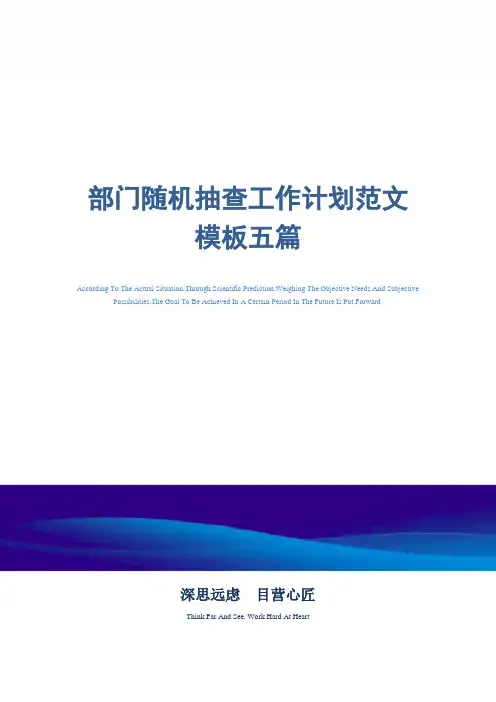 部门随机抽查工作计划范文模板五篇