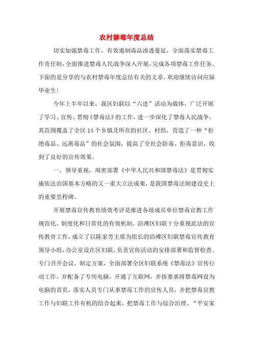 2019年农村禁毒年度总结