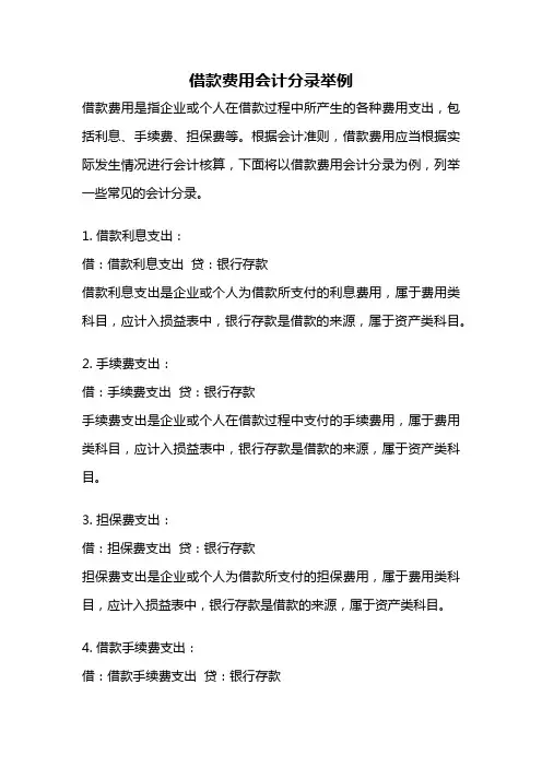 借款费用会计分录举例