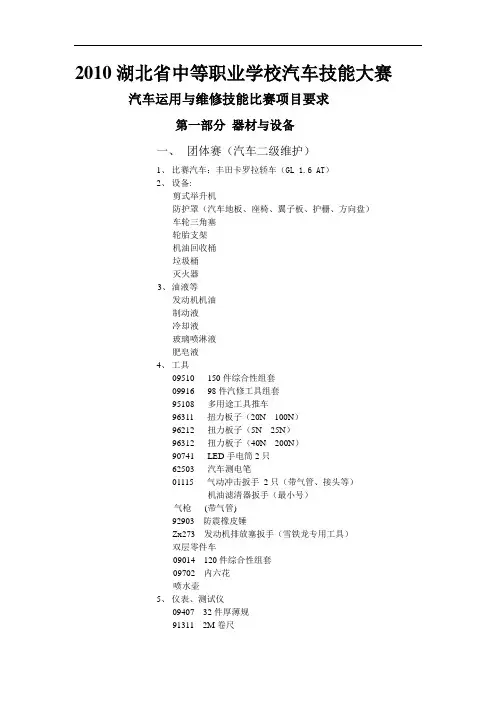 湖北中等职业学汽车技能大赛