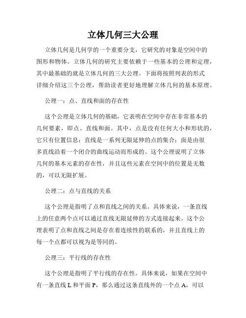 立体几何三大公理