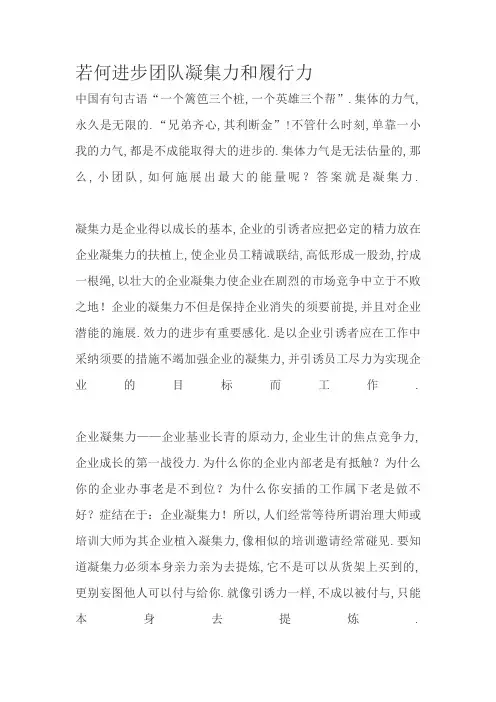 如何提高团队凝聚力和执行力