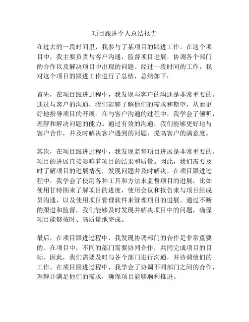 项目跟进个人总结报告