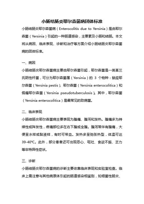 小肠结肠炎耶尔森菌病团体标准