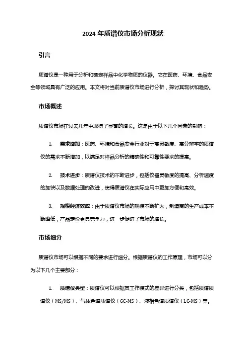 2024年质谱仪市场分析现状