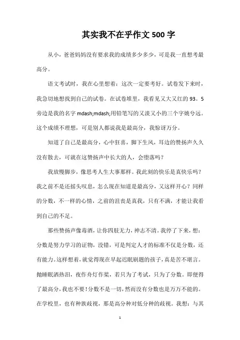 其实我不在乎作文500字