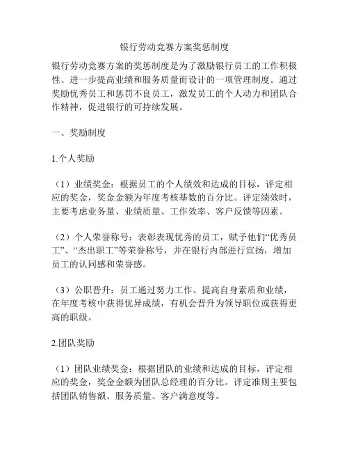 银行劳动竞赛方案奖惩制度