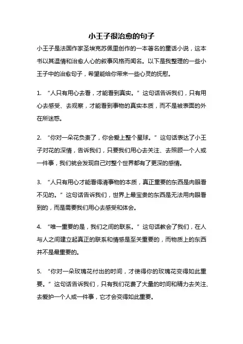 小王子很治愈的句子