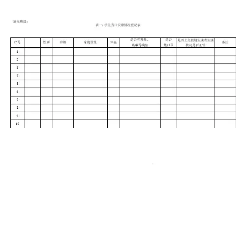开学疫情防控各类登记表格