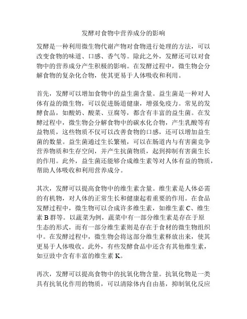 发酵对食物中营养成分的影响