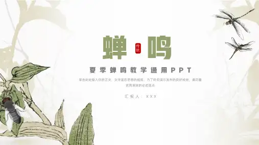 夏季蝉鸣教学通用PPT模板
