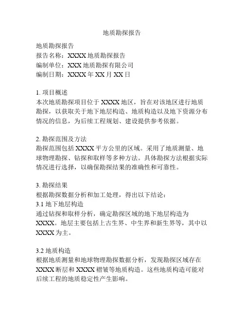 地质勘探报告