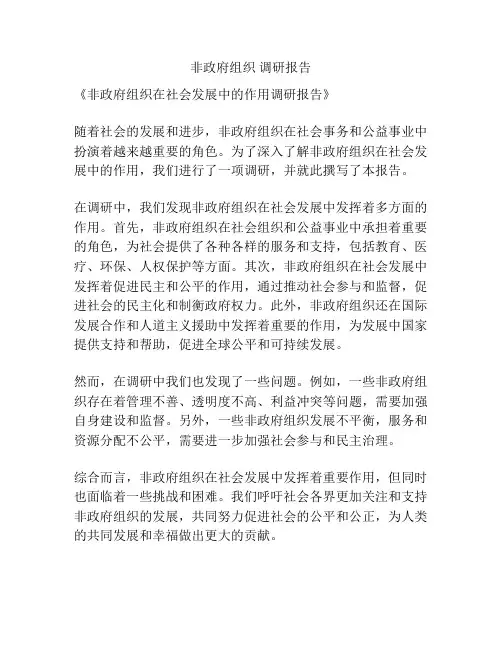 非政府组织 调研报告