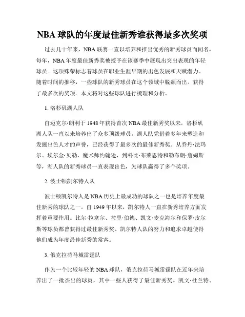 NBA球队的年度最佳新秀谁获得最多次奖项