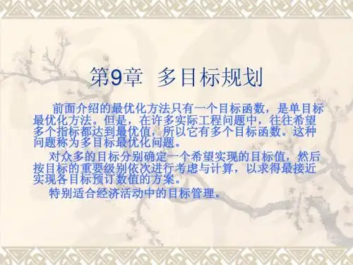 Matlab多目标规划