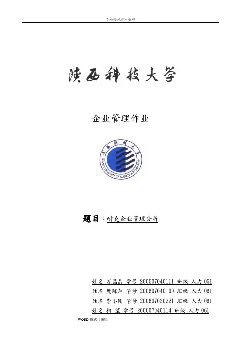 耐克企业管理分析范文