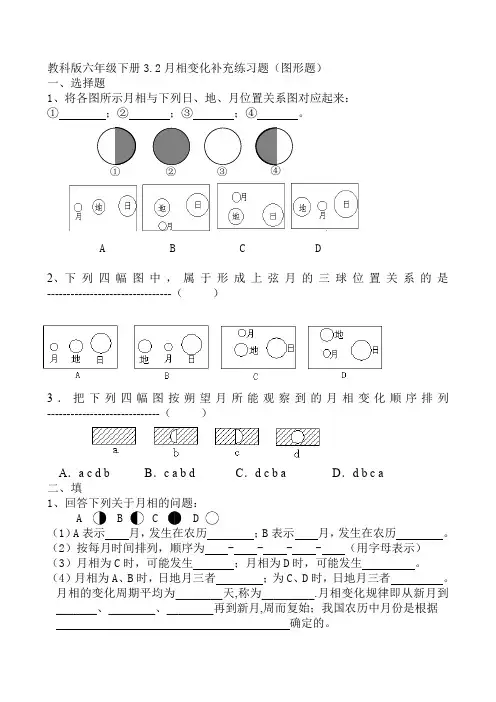 六年级下册科学练习题-3.2 月相变化 ｜教科版  含答案