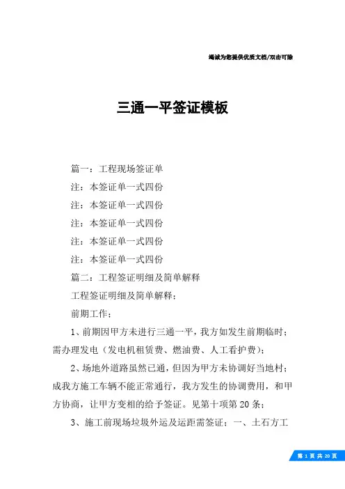 三通一平签证模板