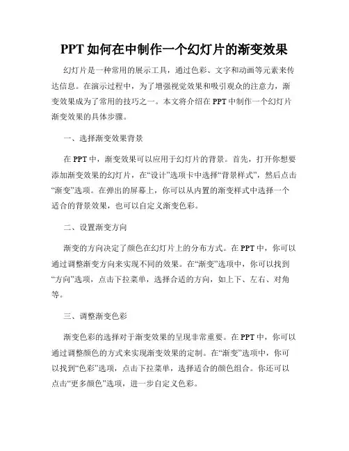 PPT如何在中制作一个幻灯片的渐变效果