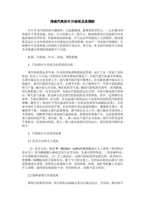 浅谈汽轮机叶片结垢及其预防