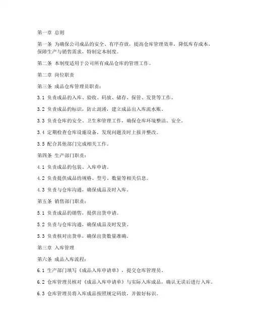 成品仓库管理制度文件