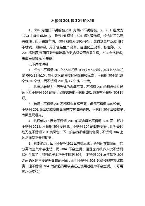 不锈钢201和304的区别