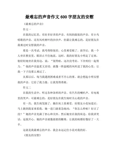 最难忘的声音作文600字朋友的安慰