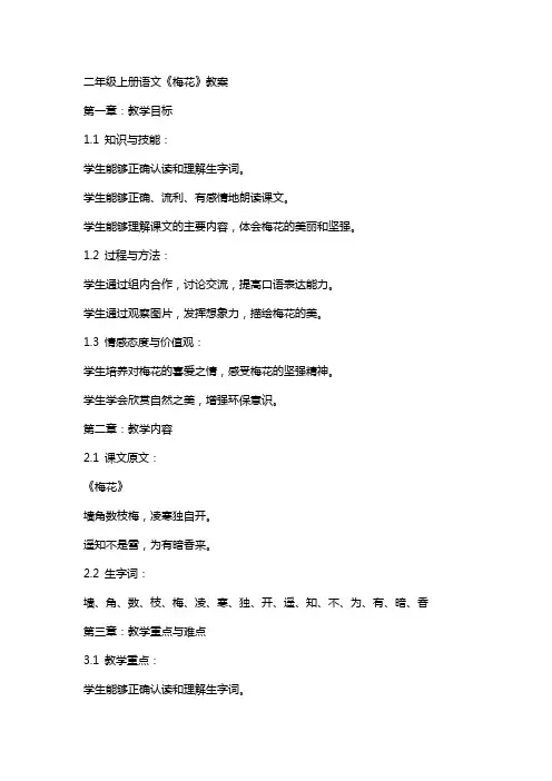二年级上册语文梅花教案