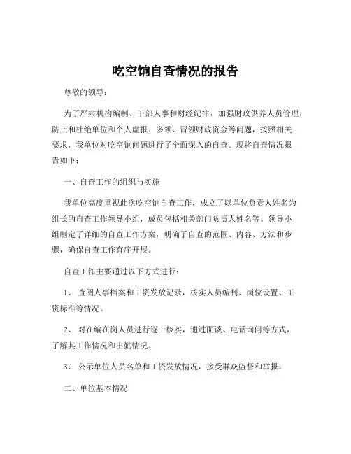 吃空饷自查情况的报告