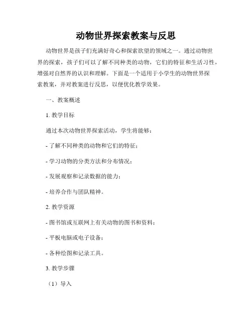 动物世界探索教案与反思