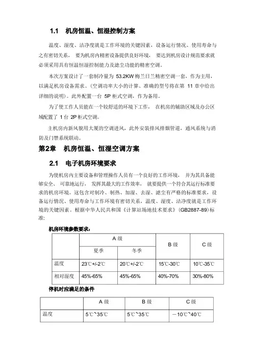精密空调方案参考