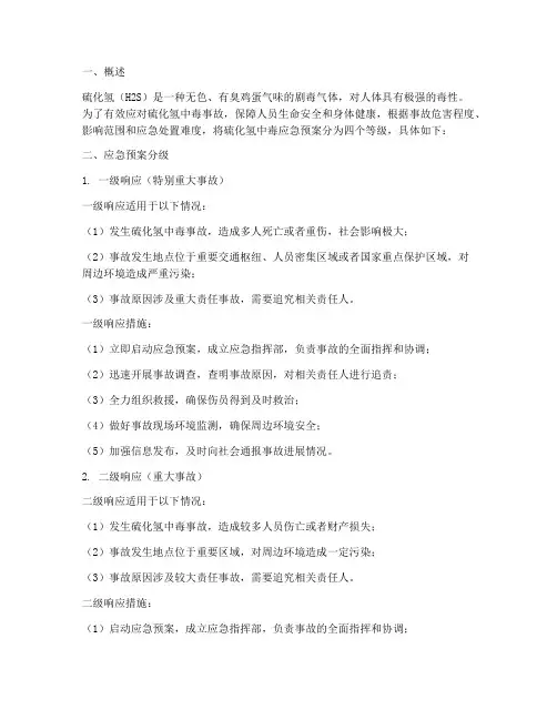 硫化氢中毒应急预案的分级