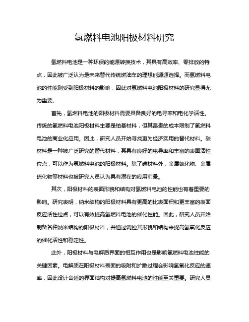 氢燃料电池阳极材料研究