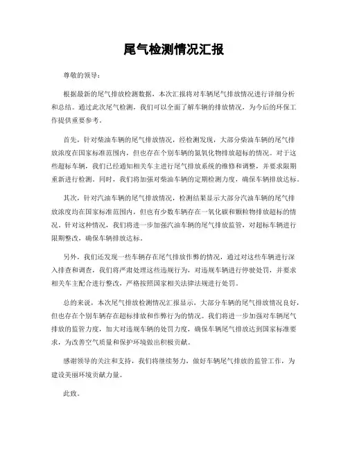 尾气检测情况汇报