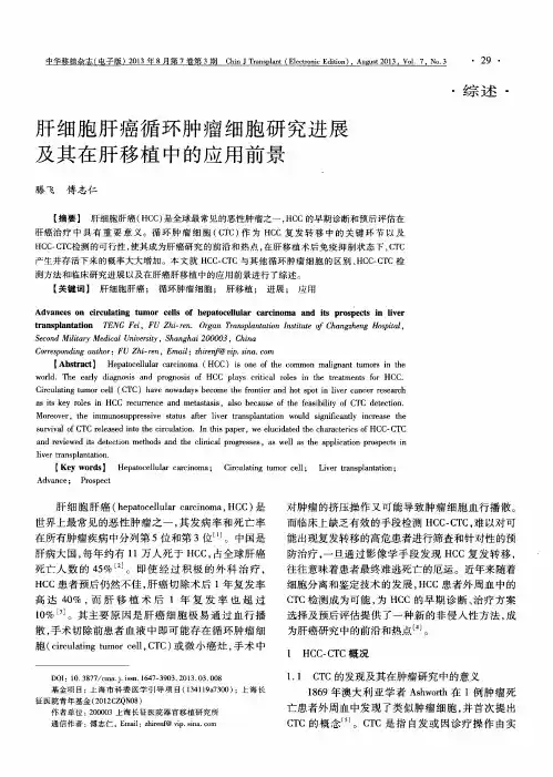 肝细胞肝癌循环肿瘤细胞研究进展及其在肝移植中的应用前景