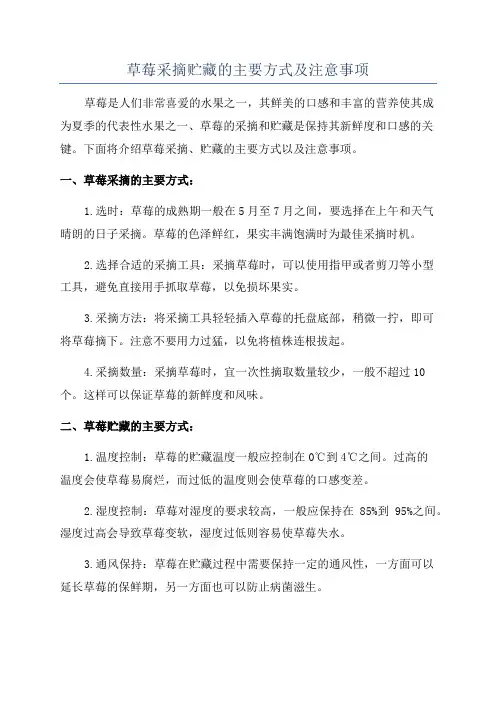 草莓采摘贮藏的主要方式及注意事项