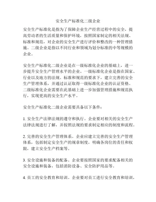 安全生产标准化二级企业