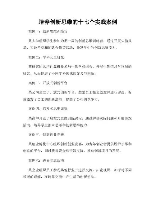 培养创新思维的十七个实践案例