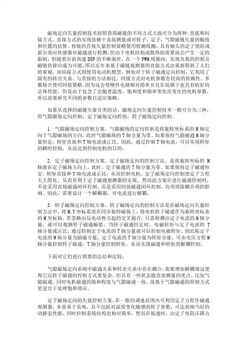 三种磁场定向矢量控制技术的比较知识讲解