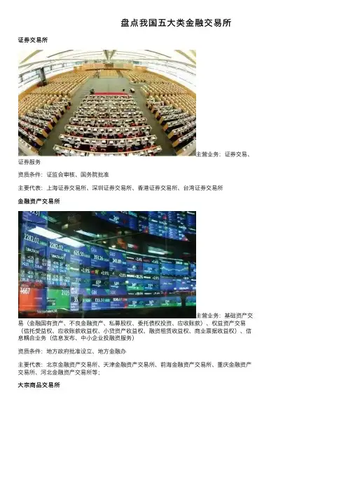 盘点我国五大类金融交易所