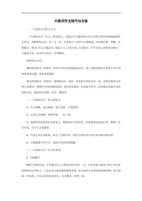 片段式作文技巧与方法